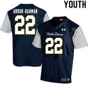 Notre Dame Fighting Irish Youth Kendall Abdur-Rahman #22 Navy Under Armour Alternate Authentic Stitched College NCAA Football Jersey OGQ1499RS